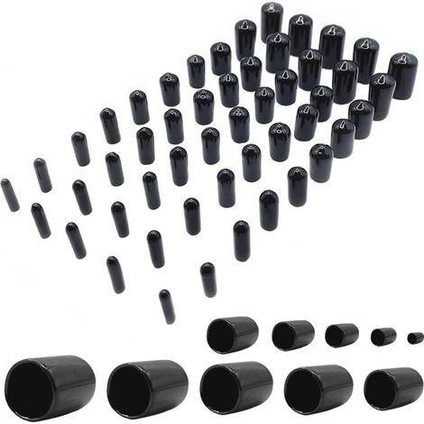 Lot de 200 (10 Tailles, diamètre intérieur 2 11mm) Protections de Filetage de vis Caoutchouc PVC Capuchons Ronds,Couvercle en Caoutchouc,pour Tubes Ronds (1/5)