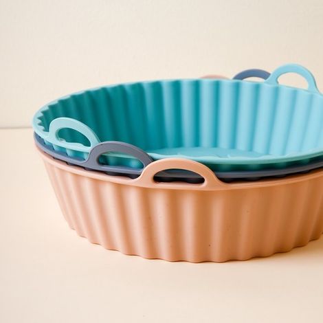 3er Set Silikonschüsseln, für Ninja Airfryer Wiederverwendbare Silikonschüsseln/Körbe für Airfryer Backblech /Ofenzubehör 20 x 5 cm (1/5)