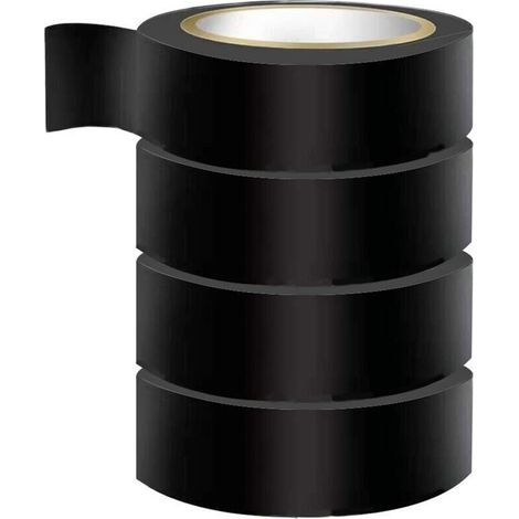 Isolant en PVC Ruban Électrique ignifuge et imperméable Résistance à Haute Température pour réparation Voiture Fils et Câbles 25 mm x 20 m Lot de 4, Noir