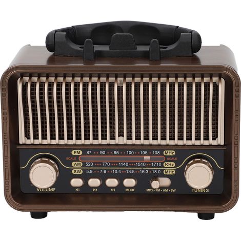 Radio Portable AM FM SW, Bluetooth 5.4 Vintage Rétro, Antenne Réglable, Batterie 1200mAh Rechargeable Type C, Support Téléphone, Lecteur Carte TF