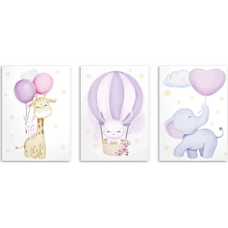 Affiches pastel pour une chambre d'enfant Images pour enfants Éléphant 3x 50x70 (1/5)