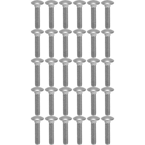30 vis M8x1,25, acier inoxydable A2, filetage carré grossier, boulons de carrosserie DIN603M8x40 (1/4)