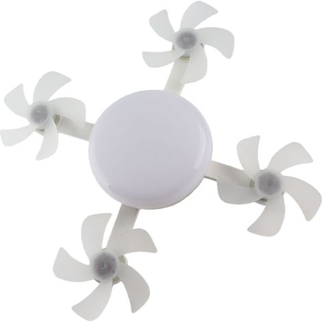 Ventilateur de plafond avec éclairage et télécommande E26/E27, 3 vitesses, 3 couleurs, 2 minuteries, silencieux, pliable, moderne, 4 têtes, idéal pour salon et chambre. (1/5)