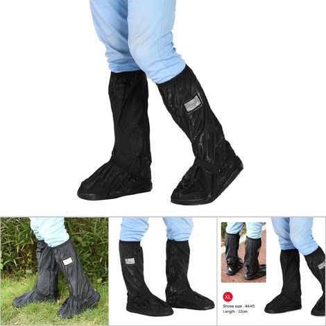 Protection imperméable anti-dérapante pour chaussures de moto, scooter ou vélo - Noir Taille XL (1/5)