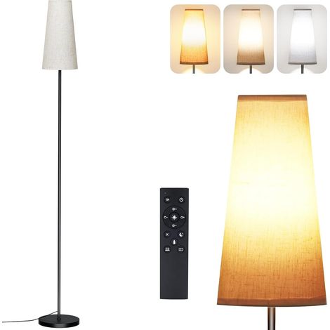 Lampadaire sur Pied Salon, Ampoule E27 9W Incluse, Lampe LED Dimmable 3 Températures de Couleur (2700K-5500K), Abat-jour en Lin, Interrupteur au Pied - Adapté pour Chambre,Bureau (1/5)