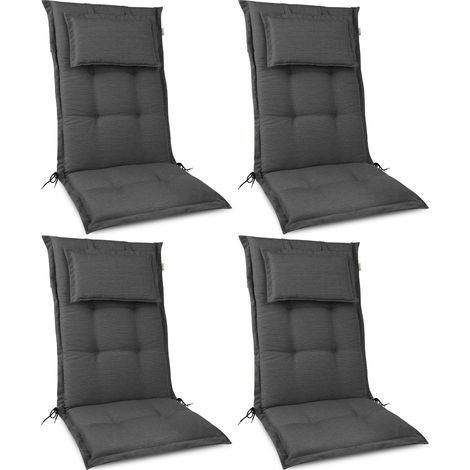 Beautissu 4er Set Hochlehner Auflage HighLux HL 120x50x7 cm	Anthrazit