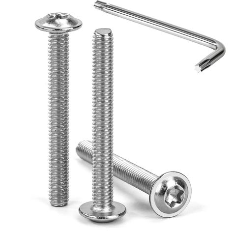 30 Pièces Vis à Tête Bombée Torx avec Bride M4 x 35 mm Vis à Six Pans Creux en Acier Inoxydable A2 V2A Boulons à Tête Hexagonale avec Clé T20 Filetage Complet (1/5)