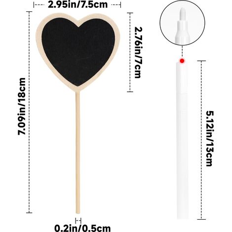 KINGLAKE 20 pièces étiquette pour plante de bois,étiquettes jardin exterieur,étiquettes semis,étiquette potager,etiquettes plantation-forme coeur (1/4)