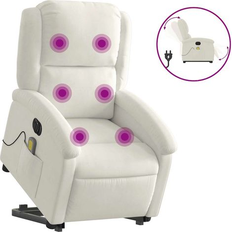 Maison Exclusive - Poltrona Alzapersona Massaggiante Elettrica Crema Velluto