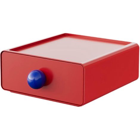 Boîte de rangement de bureau empilable, compartiments divers, organisateur de bureau gain de place, tiroir de bureau pour chambre d'étudiant, bureau ou maison-red