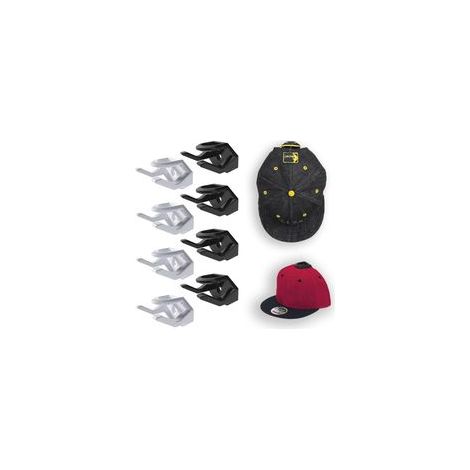 8 crochets muraux pour casquettes, crochet adhésif pour casquettes, support mural, crochet pour casquettes de baseball, fixation solide (blanc, 4 noirs, 4 pièces)