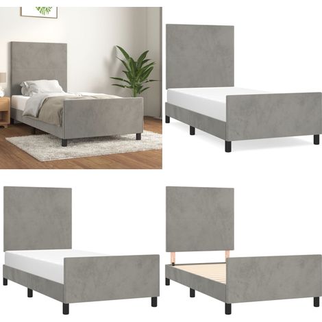 Giroletto senza Materasso Grigio Chiaro 80x200 cm Velluto - Testiera per letto - Letto con testiera