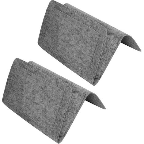 2x Organizer da comodino - Appendiabiti portaoggetti per letto e divano - Feltro - Beige (1/5)