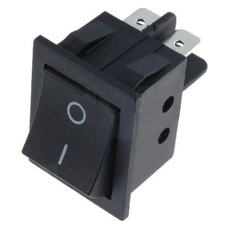 Interrupteur bipolaire noir à bascule 15A 250V AC – DPST – Non lumineux – Pour montage en espace confiné – Dimensions 31x22.3mm - Rs2013c3bk