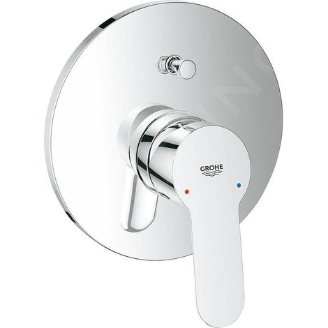 Grohe – Mitigeur de baignoire avec levier en métal – Finition chrome – Corps encastré – Limiteur de débit réglable – Inverseur automatique bain/douche (1/4)