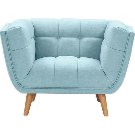 Sillón tapizado en tejido azul claro - Carmen (1/4)