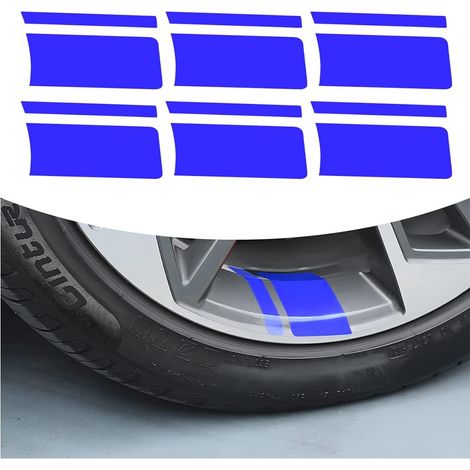 Lot De 6 Autocollants Réfléchissants pour Jantes De Voiture - Accessoires Décoratifs Universels, Stripes (Bleu) (1/5)