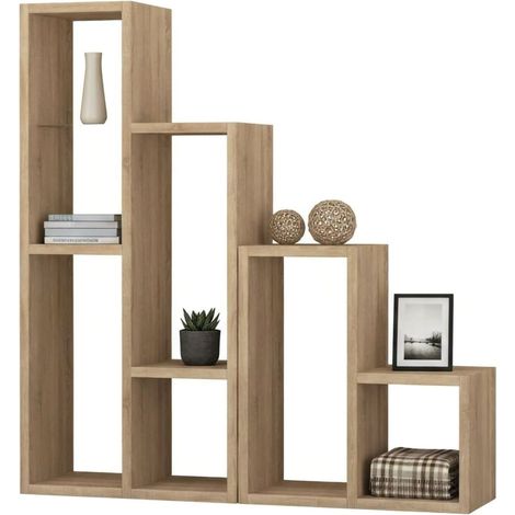 Dmora - Libreria Hespera, Scaffale da ufficio, Mobile portalibri, Biblioteca, 84x20h89 cm, Quercia, con imballo rinforzato, con imballo rinforzato