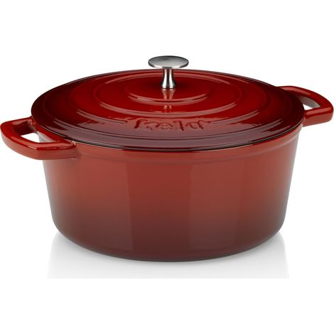 kela 11948, Casseruola con coperchio, Ghisa smaltata, Elevata conservazione del calore, Adatta a piani a induzione, 5 l, Rosso, Rotonda, Calido (1/5)