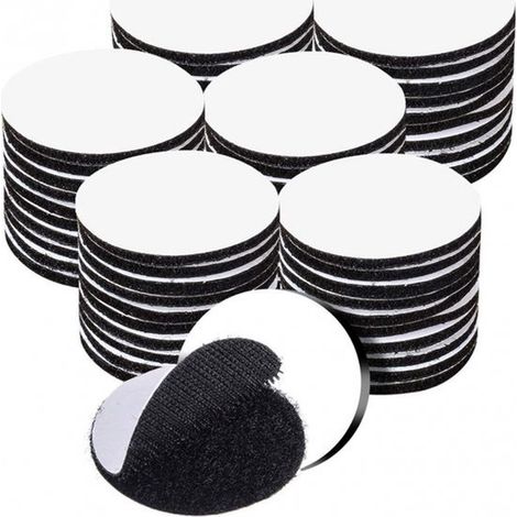 Disques Velcro autocollants – Diamètre 5 cm – 40 paires – Extra résistants – Polyester et nylon – Pour coussins de canapé et fixation (1/5)