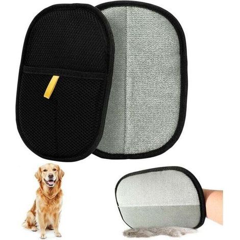 2-Piece Cat Hair Grooming Gloves, Double-Sided Pet Hair Brush, Reusable Pet Hair Remover Brush for Washing, Detangling, and Grooming, Cat Brush Gloves for Sofas, Furniture, Carpets, and Car Seats (1/5)