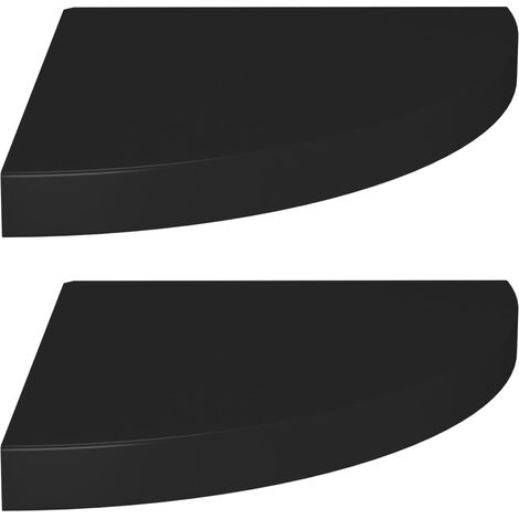 Étagères d'angle flottantes 2 pcs Noir 35x35x3,8 MDF (1/5)