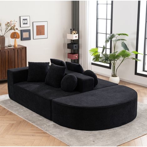 Sofá modular convertible sin montaje chenilla negra OKMYHOME (1/5)