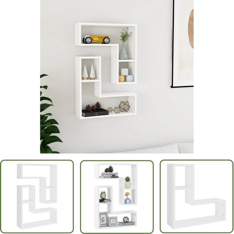 The Living Store Étagères murales 2 pcs blanc 50x15x50 cm bois d'ingénierie - Etagere Murale - Etageres Murales - Rangement Mural - Decoration Murale - Meuble Salle A Manger (1/5)