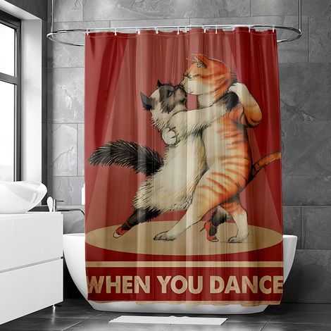 Rideau de douche motif animaux rétro aquarelle, polyester imperméable, 180x180 cm (1/5)