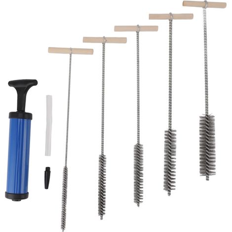 Ensemble de brosses de nettoyage de tuyaux, 8 mm, 12 mm, 16 mm, 20 mm, 25 mm, avec trou pour percer dans les tuyaux. (1/5)