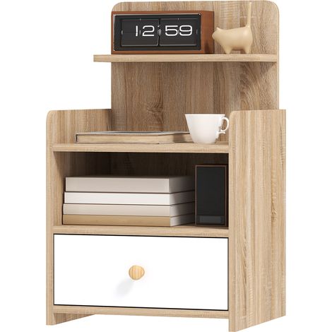 MultiStorage Bedside Table  White/WoodEffect (1/5)