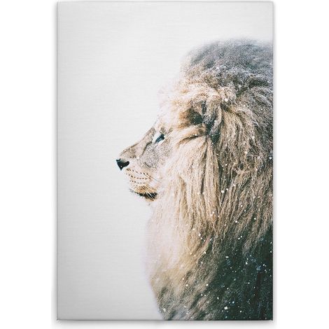 Leinwandbild Tiere Löwe M1-No.51094 - Kunstdruck auf Leinwand in Weiß Creme - Wandbild 60 x 90 cm (1/5)