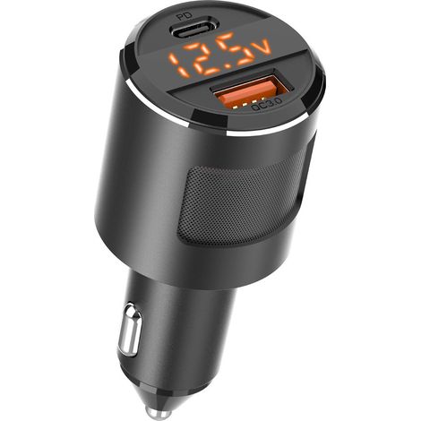 65W Two-Way Fast Charging Car Charger, Aluminum Alloy Car Charger, Car Phone Charger, Car Adapter SC01 -- (1/3)