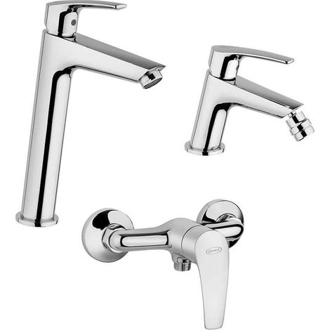 Set rubinetteria Jacuzzi lavabo alto e bidet per piletta click clack con miscelatore esterno doccia (1/5)