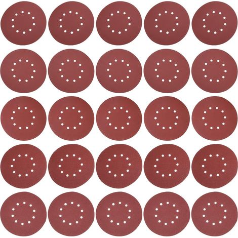 25 Pièces 215mm 10 Trous Ponceuse Mur et Plafond Disques de Ponçage Crochet et Boucle Disques de Ponçage Grain 60/80/120/150/240 avec 5 de Chacun pour Ponceuse à Cloisons Sèches (1/5)