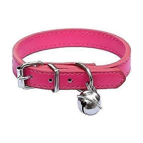 Colliers en cuir rouge rose pour chats et chiots, réglables de 8 à 10,5 pouces. (1/4)