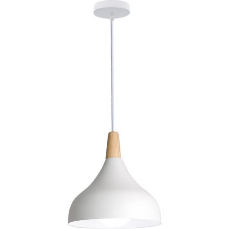 Pendelleuchte, 1 Flammig Hängeleuchte im Moderne Stil, Kronleuchter mit Ø20cm Lampenschirm für Wohnzimmer Schlafzimmer Esszimmer (Weiß)