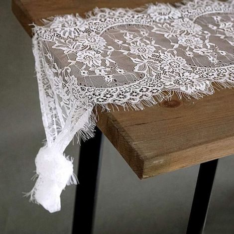 Chemin Table en Dent Blanche, Nappe Dent Blanche Classique, pour la Décoration Table, Décoration Maison Fête Mariage, 37cmX300cm (Blanc) (1/5)
