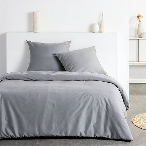 Parure de lit - TODAY - Essential - 2 personnes - 220 x 240 cm - Effet lavé gris (1/2)