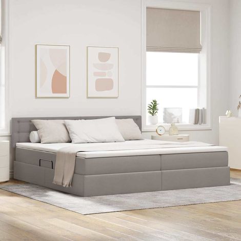 Aufbewahrungsbett mit Matratze Taupe 200 x 200 cm Holzwerkstoff (1/5)
