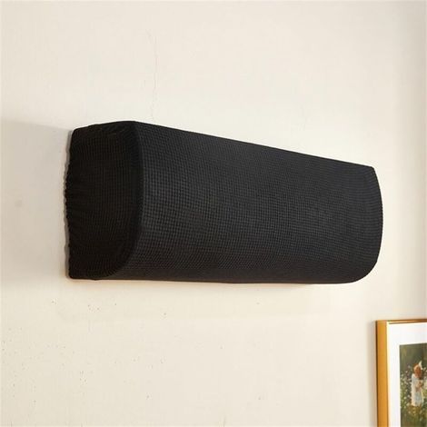 Cache Clim Suspendus, Housse de Climatiseur Élastique, Climatiseur Couvre Tout Inclus, Cache-Poussière Jacquard Couleur Unie, Climatiseur Couvre Intérieur (Noir,Universel) (1/4)