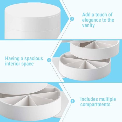 Boîte de rangement pour bijoux rotative 4 couches – Organisateur compact de voyage, intérieur doux anti-rayures