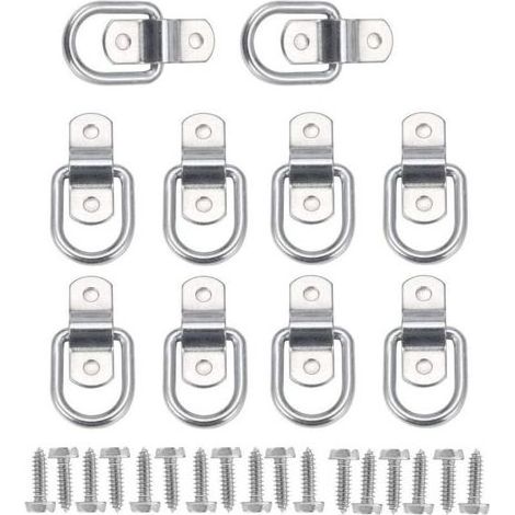 10Pcs D Anneau D'arrimage Anneau d'ancrage de Charge Ancrage de Remorque Anneau D'arrimage Forgé avec 20 Pièces Vis pour Sécuriser la Charge dans Le Camion Remorque (1/5)
