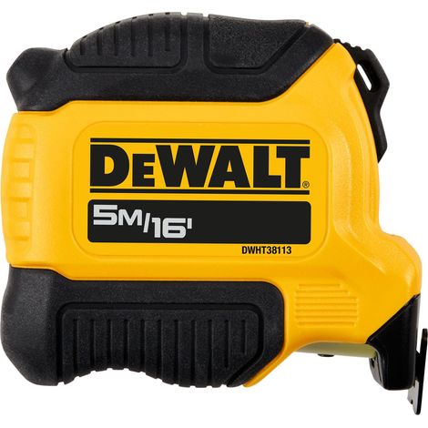 DEWALT MÈTRE RUBAN COMPACT 5 M (LARGEUR 28 MM) 3 M DE PORTÉE ÉTENDUE PERMETTANT UN FREIN À MAIN FACILE POUR UN CONTRÔLE ULTIME D