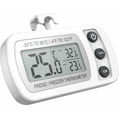 Thermomètre de réfrigérateur Affichage LCD Thermomètre de congélation étanche numérique avec crochet magnétique Thermomètre de réfrigérateur blanc (-20 50 ℃) (1/3)