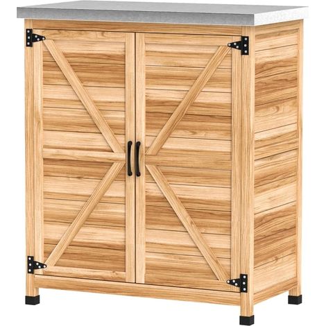 Cabinet de jardin avec étagère intérieure et plan de travail, en bois de sapin peint et acier galvanisé, 79 x 43 x 92 cm, pour extérieur  CHICFURN (1/5)
