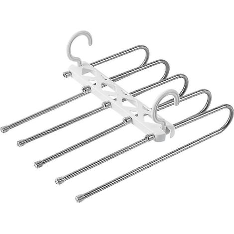 Porte-pantalons multifonctionnel, gain de place, structure robuste, utilisation horizontale ou verticale-white (1/5)