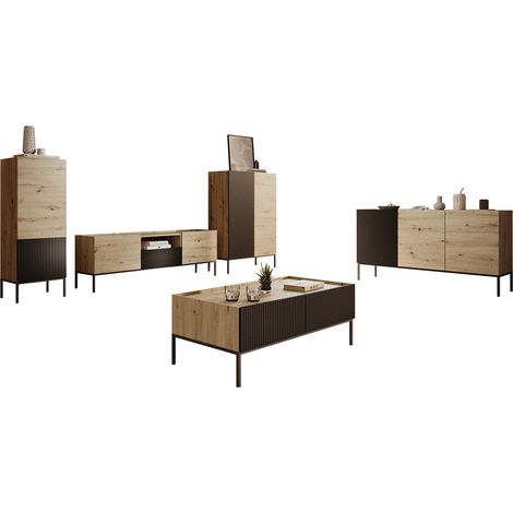 Conjunto de salón Lunole 110, Roble Artisan + Negro