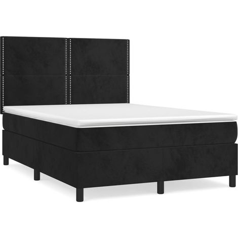 Maison Exclusive - Giroletto a Molle con Materasso Nero 140x190 cm in Velluto (1/4)