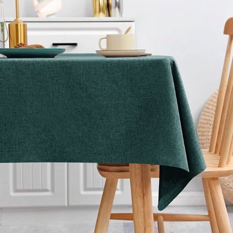 Nappe rectangulaire en lin, 110 x 160 cm. Nappe de haute qualité, résistante aux taches et imperméable, idéale pour les buffets. Caractéristiques : blanc éclatant (1/5)